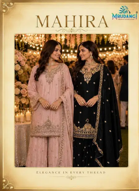 Mahira By Mrudangi Chinon Silk Sharara Suit Exporters In India